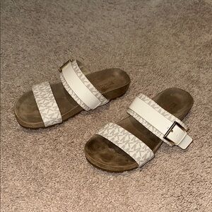 Michael Kors White and Tan Sandals